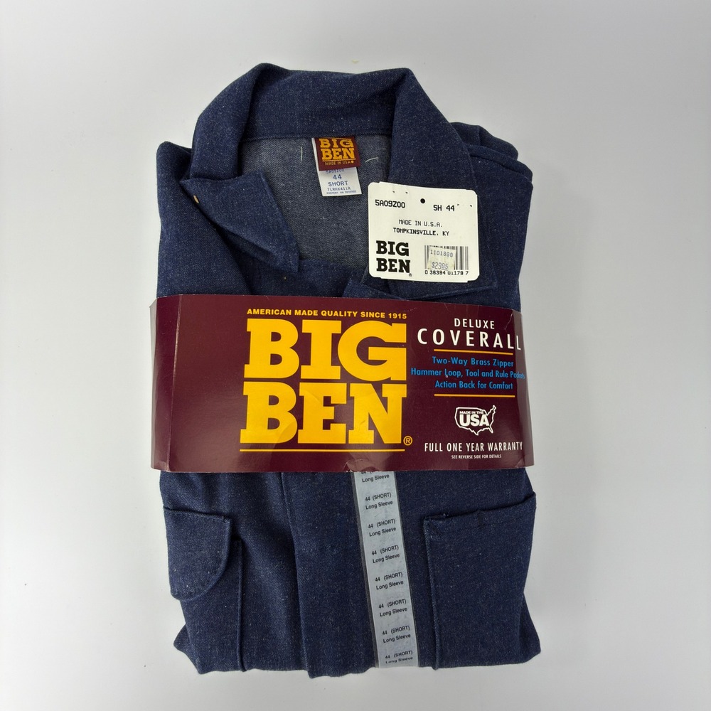 Big Ben Deluxe Coverall Blue Denim Mens 44 Short Made in USA 5A09Z00 NWT Vintage
